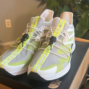The North Face Oxeye Tech White and Neon Yellow Athletic Shoes